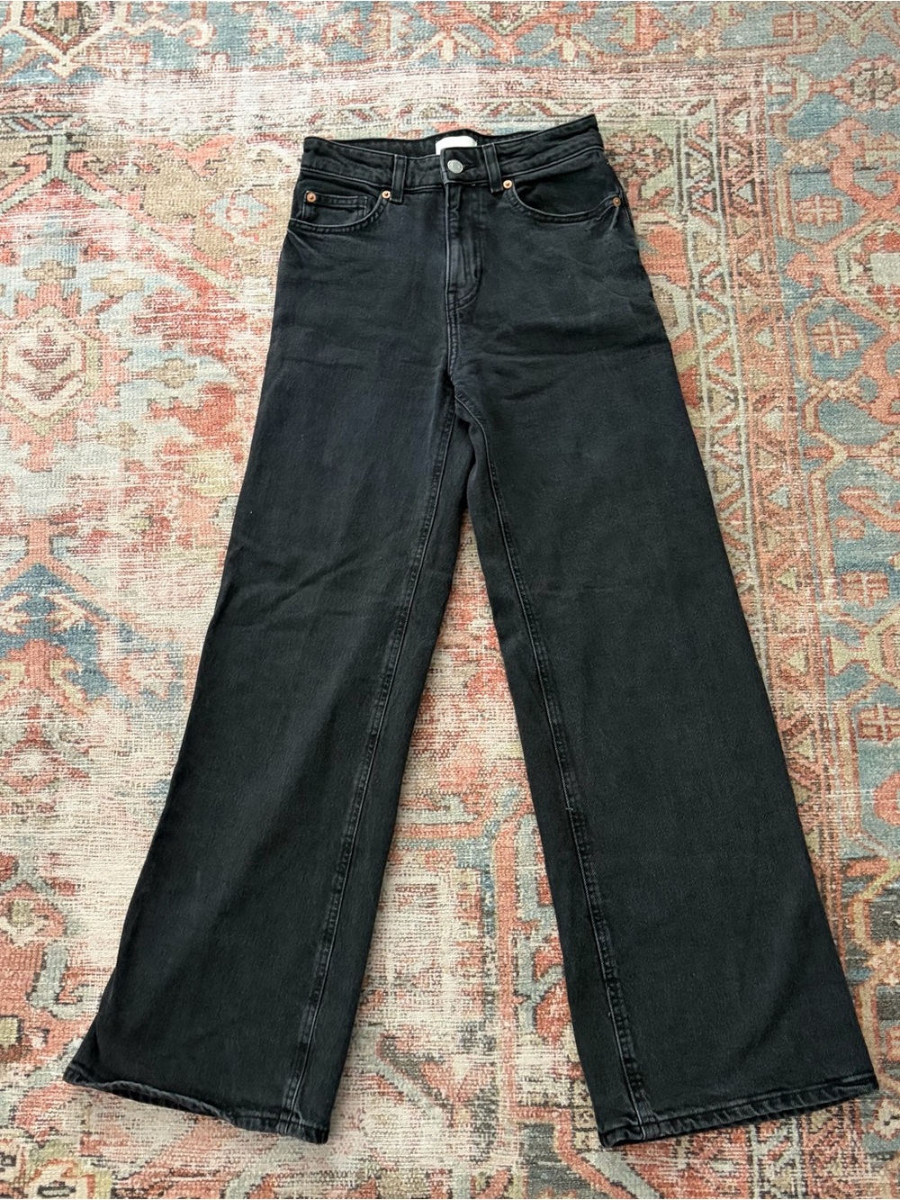H&M Black High-Rise Wide-Leg Jeans